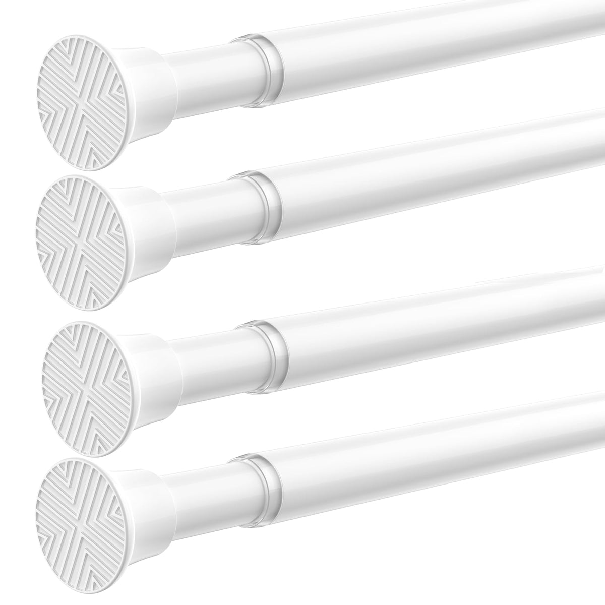 2PCS White tension rod 23-46Inch,Tension Curtain Rods No Drilling