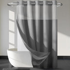 RiverDream Heavyweight Waffle No Hook Shower Curtain with Liner,White,71x74