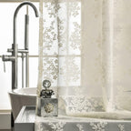Ivory Lace Shower Curtain 72x72, Vintage Shabby Chic with Attached Valance