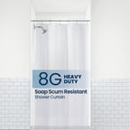LiBa White Fabric Shower Curtain 72x72 Waterproof Heavy Duty Liner