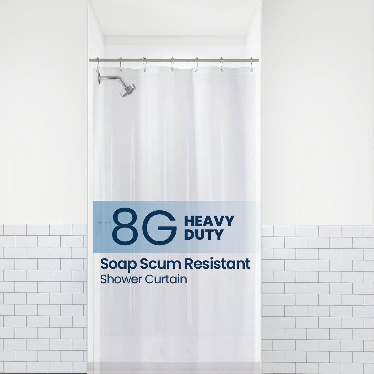 LiBa Shower Curtain PEVA 8G, 72x72 Inch Frosted 2-Pack