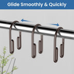 Bronze Shower Curtain Hooks Rings，Double Sided Shower Curtain Hooks Rust Proof，12 pcs Shower Hooks for Inside Shower，Smooth Sliding Anti-Drop Double Shower Rings for Curtain