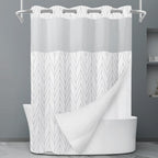 LXBNI Ringless Shower Curtain with Snap-in Liner, Gray White, 71 x 74 Inch