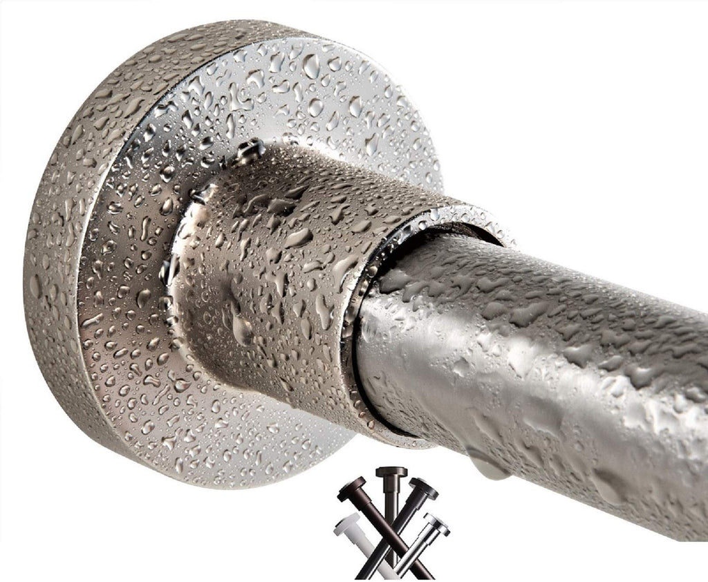 BRIOFOX Tension Curtain Rod 43-73 Inches Brushed Nickel, Rustproof and Non-Slip and Heavy Duty Shower Curtain Rod for Window or Bathroom, 304 Stainless Steel