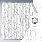 Striped Shower Curtain for Bathroom, Grey White, 72" W x 72" L