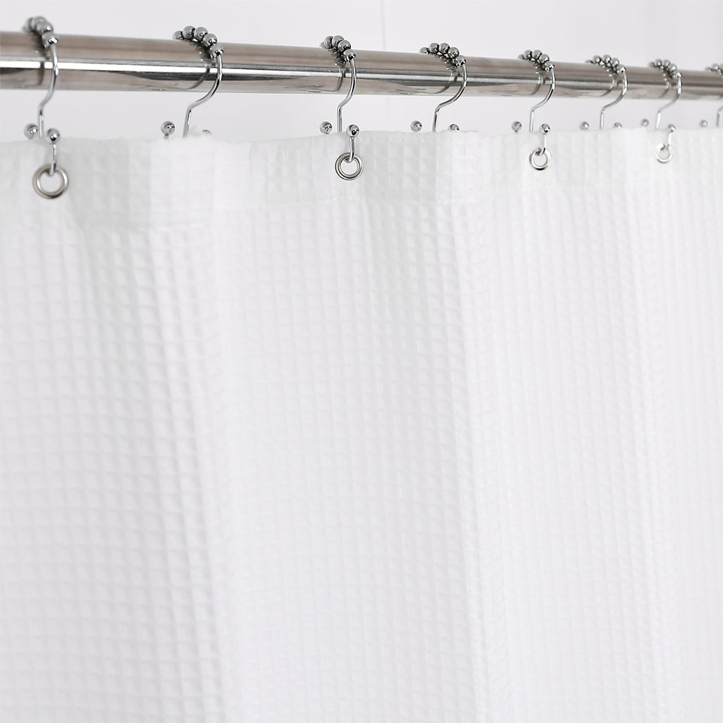 Barossa Design Waffle Weave Extra Long Shower Curtain White, 72x84