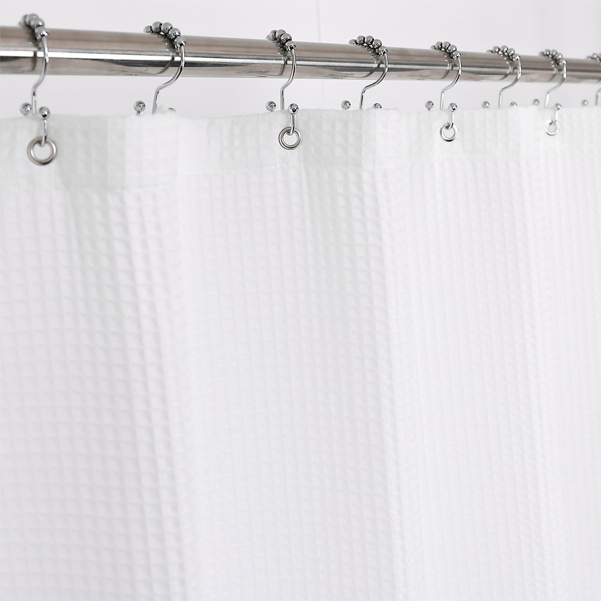 Barossa Design Waffle Weave Extra Long Shower Curtain White, 72x84