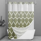 Yiatn Gray Ringless Shower Curtain with Snap-in Liner, 71 x 74 Inch