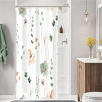 Gibelle Blue Yellow Watercolor Floral Fabric Shower Curtain, 72x72