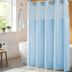River Dream Cotton Blend Fabric Shower Curtain Set with Liner, White, 54x80