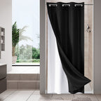 No Hook Weave Fabric Shower Curtain with Snap-in Liner White,72x74