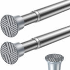 2PCS White tension rod 23-46Inch,Tension Curtain Rods No Drilling