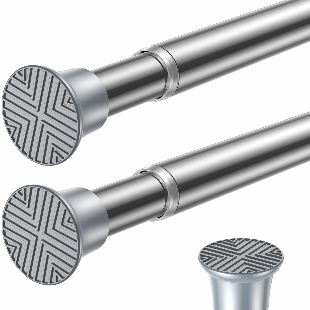 2PCS White tension rod 23-46Inch,Tension Curtain Rods No Drilling
