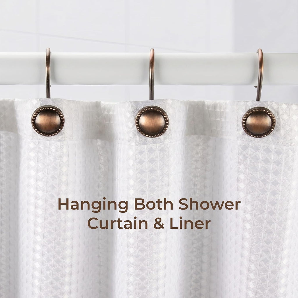 Shower Curtain Hooks,Rust-Resistant Decorative Rings,12-Pack,Bronze