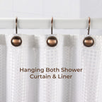 Shower Curtain Hooks,Rust-Resistant Decorative Rings,12-Pack,Bronze