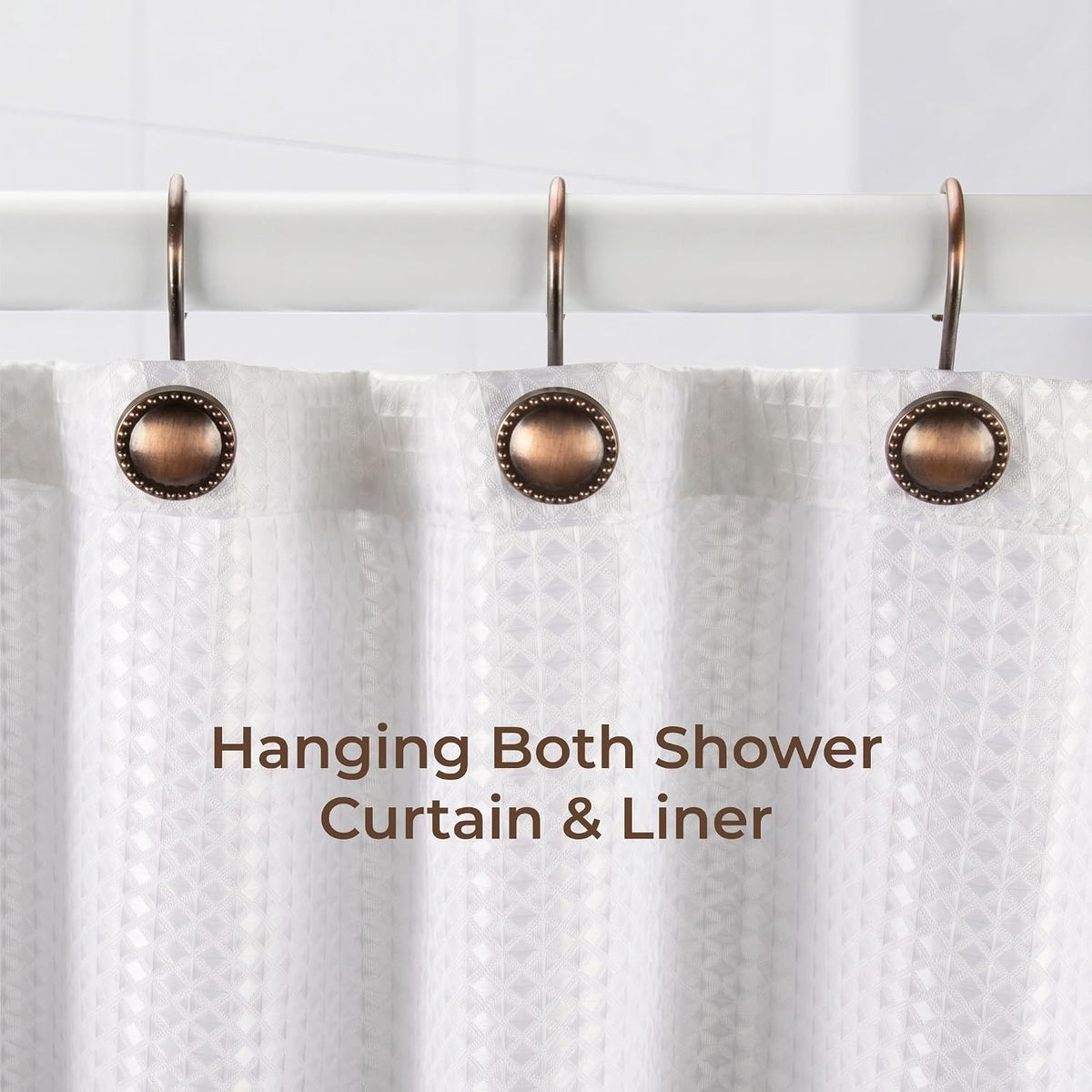 Shower Curtain Hooks,Rust-Resistant Decorative Rings,12-Pack,Bronze