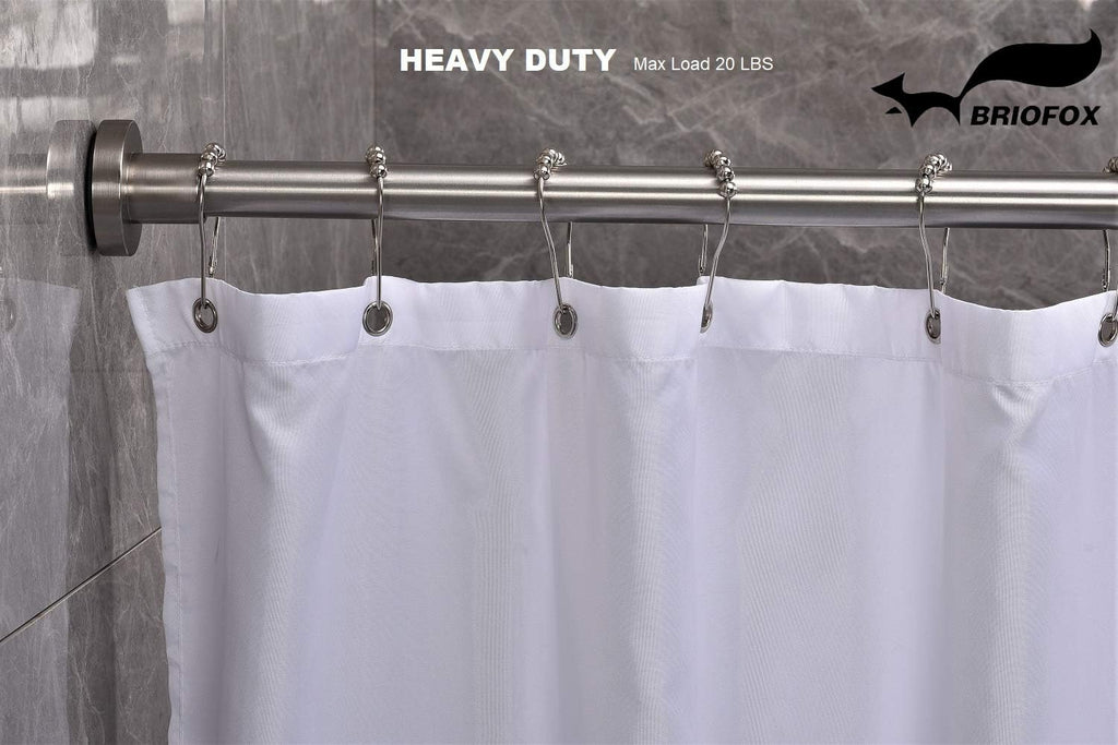BRIOFOX Tension Curtain Rod 43-73 Inches Brushed Nickel, Rustproof and Non-Slip and Heavy Duty Shower Curtain Rod for Window or Bathroom, 304 Stainless Steel