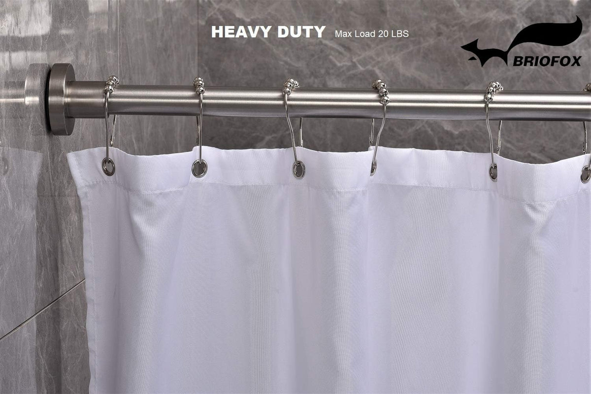 BRIOFOX Tension Curtain Rod 43-73 Inches Brushed Nickel, Rustproof and Non-Slip and Heavy Duty Shower Curtain Rod for Window or Bathroom, 304 Stainless Steel