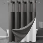 256GSM Heavyweight Ringless Waffle Shower Curtain with Liner, 71x74, White