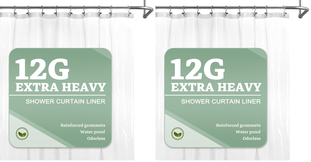 Barossa Design 48 inch Wide Stall Shower Curtain Liner with Magnets, Clear