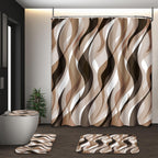 Bathroom Sets with Shower Curtain and Rugs, Set of 4, Checkered