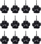 Sunlit Fashion Design Cute Paw Print Polished Shower Curtain Hooks for Dog Cat and Bear, Rust Proof Oil Metal Shower Curtain Rings, Black-12 Pack