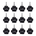 Sunlit Fashion Design Cute Paw Print Polished Shower Curtain Hooks for Dog Cat and Bear, Rust Proof Oil Metal Shower Curtain Rings, Black-12 Pack