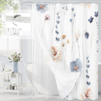 Gibelle 3 in 1 Sage Green Watercolor Floral Shower Curtain Liner Set, 72x72