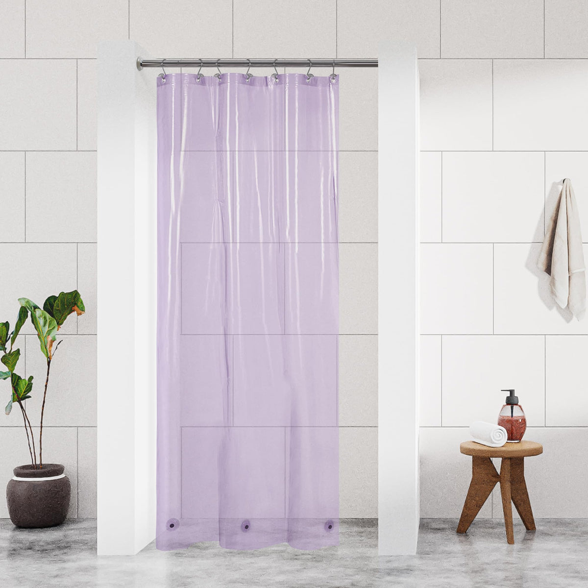 Barossa Design 48 inch Wide Stall Shower Curtain Liner with Magnets, Clear