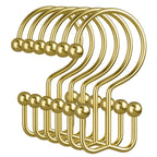 Amazer Gold Shower Curtain Hooks, 12PCS Minimalist Simple Double Shower Curtain Rings, Rust-Resistant Metal Shower Hooks Shower Curtain Hangers, Shower Rings for Bathroom Shower Rods Curtains