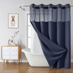 eachope No Hook Waffle Shower Curtain with Snap-in Liner, 71x74 Inch, White