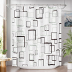 AmazerBath Shower Curtain, Cloth Ombre Black Shower Curtain Set with 12 Hooks, Washable Fabric Black and White Shower Curtain, Rustic Farmhouse Bathroom Shower Curtain, 72x72 Inches