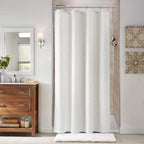 Naturoom Linen Shower Curtain 72 Inch Long for Bathroom Beige 1 Panel