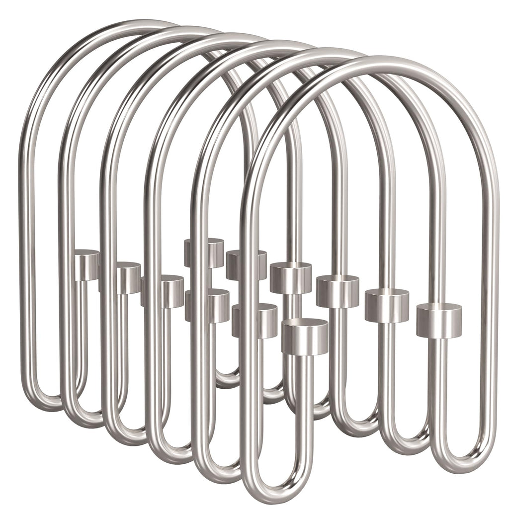 AmazerBath Shower Curtain Hooks, Gold Shower Curtain Hooks Rust Proof, Non-Slip Simple Double Hook Shower Curtain Hooks for Shower Curtain, Sturdy Shower Curtain Rings, 12Pcs
