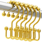 Titanker Shower Curtain Hooks Rings, Rust Resistant Metal Double Glide Shower Hooks for Bathroom Shower Rods Curtains, Set of 12 Hooks - White