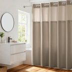River Dream Heavyweight Waffle No Hook Shower Curtain with Liner,Gray,71x74