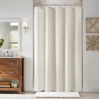 Naturoom Linen Shower Curtain 72 Inch Long for Bathroom Beige 1 Panel