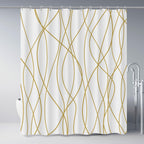 Striped Shower Curtain for Bathroom, Grey White, 72" W x 72" L