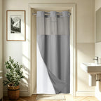 256GSM Heavyweight Ringless Waffle Shower Curtain with Liner, 71x74, White