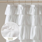 Madison Park Grace Ruffle Shower Curtain for Bathroom, 72"x 72", White