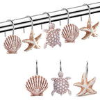 Decorative Shower Curtain Hooks,12Pcs Seashell Turtles Shower Curtain Rings