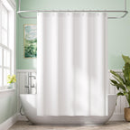 Amazer Ivory Shower Curtain Liner, Ivory Fabric Shower Liner, 2-in-1 Bathroom Shower Curtain and Liner, 12 Grommet Holes, Water Proof, Machine Washable, Hotel Quality, 72 x 72 Inches
