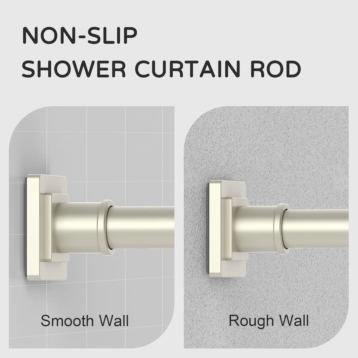 UIOSANRT Brushed Nickel Shower Curtain Rod 31-79 Inches Non-Slip Shower Rod Tension Mounted No Drill Tension Shower Curtain Rods Spring Tension Rod for Windows Bathroom