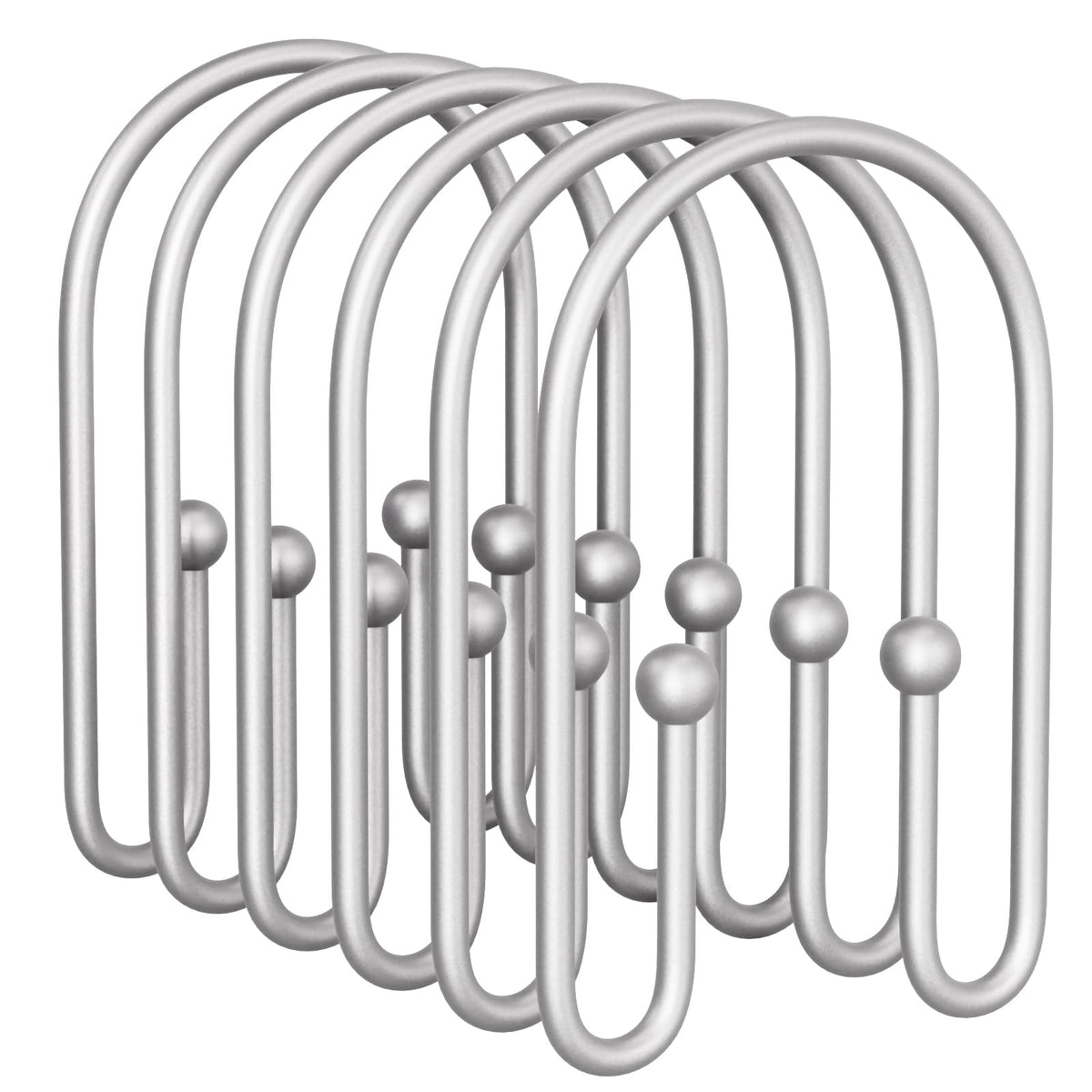 AmazerBath Shower Curtain Hooks, Gold Shower Curtain Hooks Rust Proof, Non-Slip Simple Double Hook Shower Curtain Hooks for Shower Curtain, Sturdy Shower Curtain Rings, 12Pcs