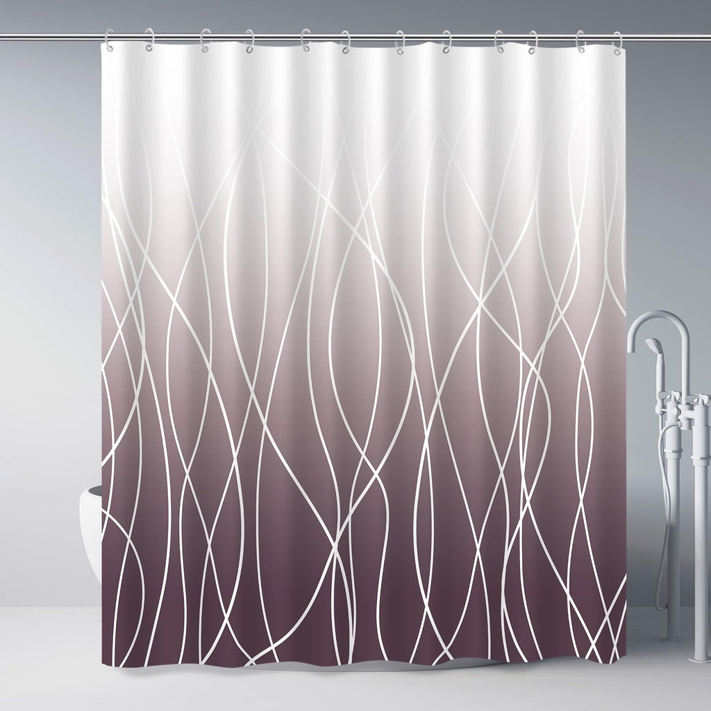 Striped Shower Curtain for Bathroom, Grey White, 72" W x 72" L
