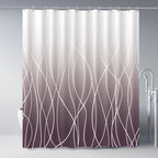 Striped Shower Curtain for Bathroom, Grey White, 72" W x 72" L