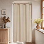 Seenus Natural Sage Green Linen Look Fabric Shower Curtain, Heavy Duty Faux Linen Textured Shower Curtain Water-Resistant, 72 x 72 Inch Soothing Forest Green Farmhouse Bathroom Decor Shower Curtains