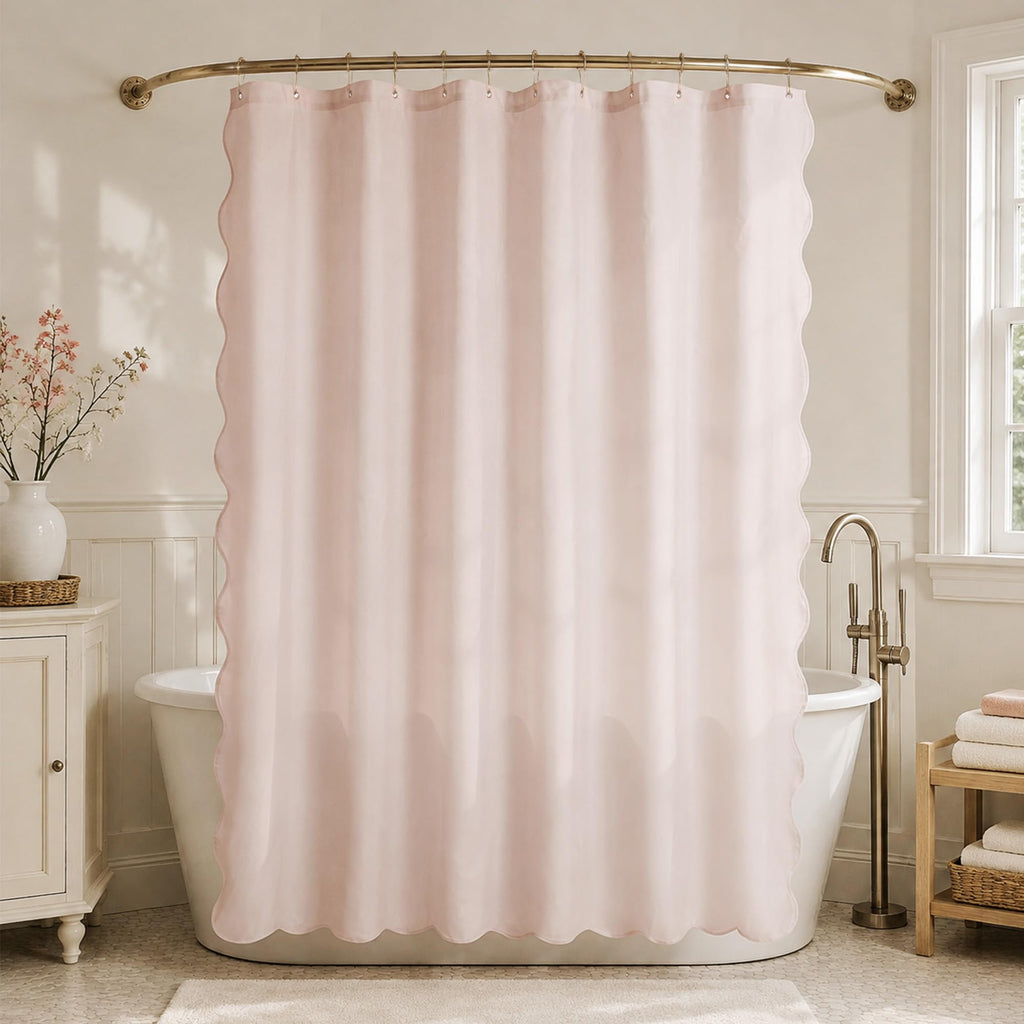 N&Y HOME Fabric Small Stall Shower Curtain Liner Extra Long 36x84, White