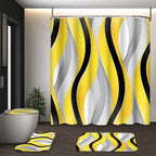 Bathroom Sets with Shower Curtain and Rugs, Set of 4, Checkered