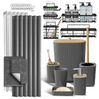 Clara Clark Black Bathroom Set, Shower Curtain Set, Bathroom Accessory Set
